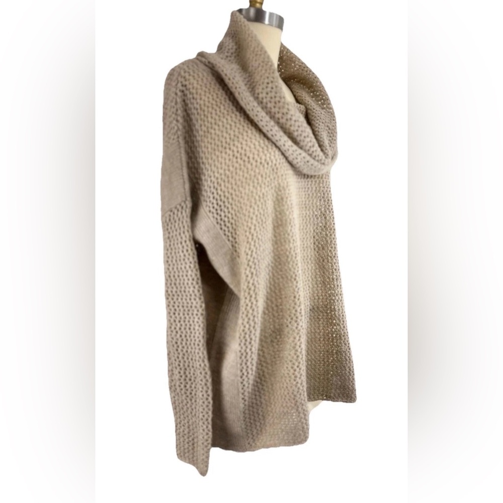 Joan Vass Tan Hood Open-Knit Cowl Neck Oversized Loose Net Acrylic
Alpaca NWT